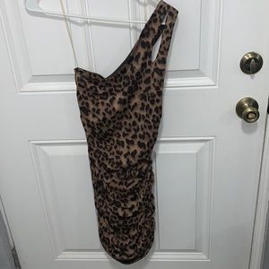 Cheetah one strap mini dress